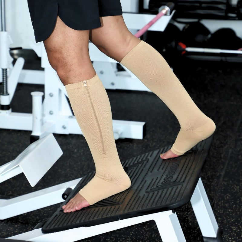 Toe-Free Zipped Compression Socks